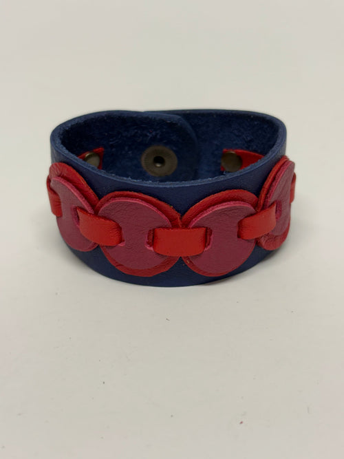 Kindness Bracelet de cuero azul y rojo hecho a mano en Barcelona – Mangel Delferri