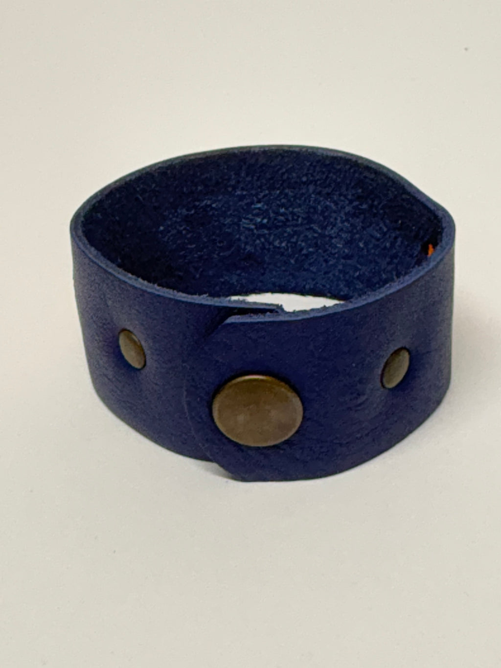 Brazalete de cuero azul y anaranjado con broche a presión – Courage Bracelet Mangel Delferri