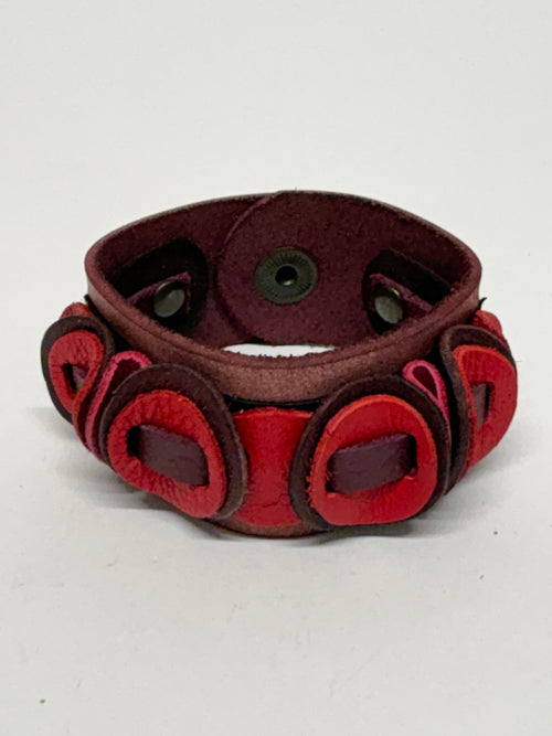 Jolliness Bracelet de cuero malva y rojos hecho a mano en Barcelona – Mangel Delferri
