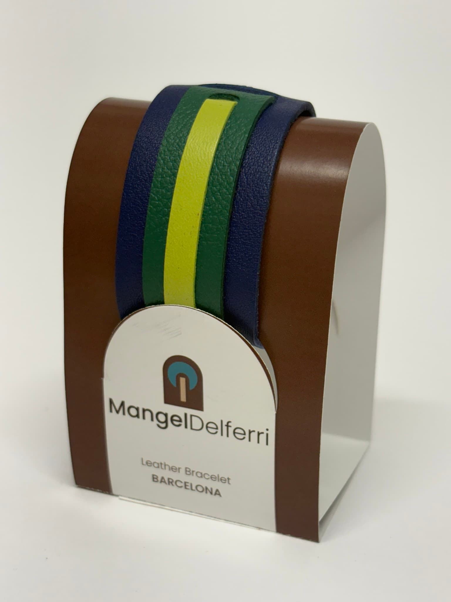 Empaque sostenible 100% libre de plástico del brazalete Courage azul y verde – Mangel Delferri